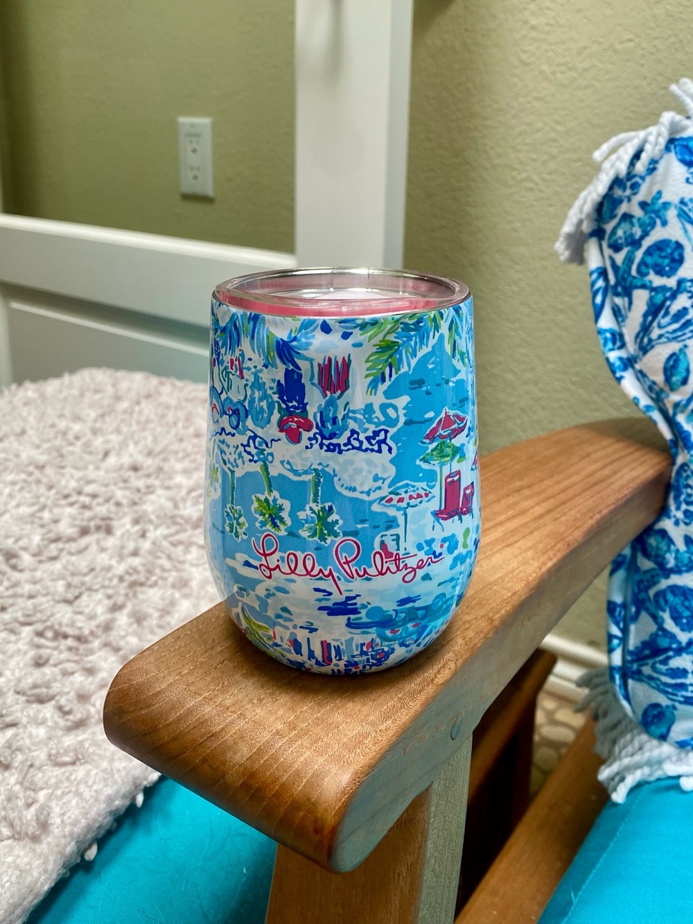 Lilly Pulitzer Blue and Pink Travel Tumbler